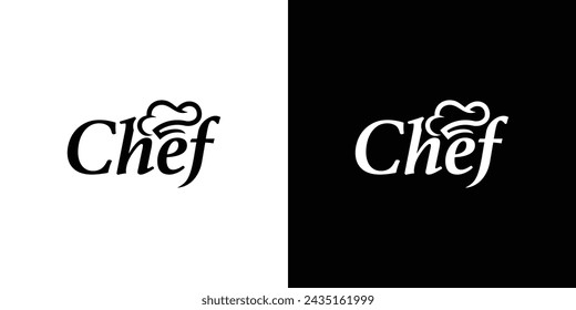 Logo de Creative Chef Hat. Símbolo Texto Fuente Letra Tipografía Logo Icono Símbolo Vector Diseño Plantilla.