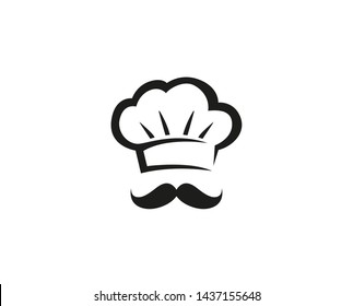 Creative Chef Hat Mustache Logo Design Vector Symbol Illustration