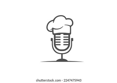 creative chef hat podcast logo design vector symbol illustration