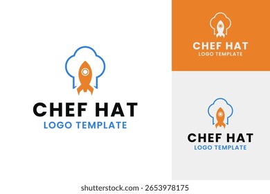 Creative chef hat rocket logo design vector template vector illustration