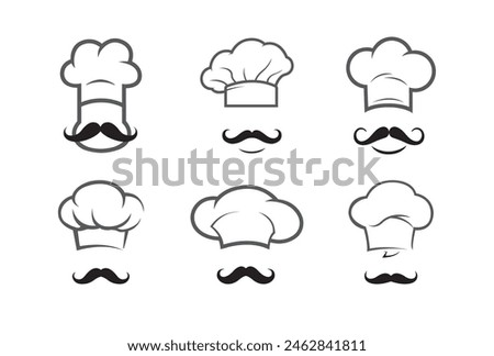 Creative Chef Head Moustache hat collection logo Vector Design Illustration	