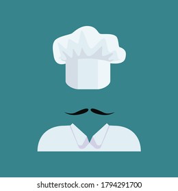 Creative Chef Head Moustache Logo Symbol Vector Illustration