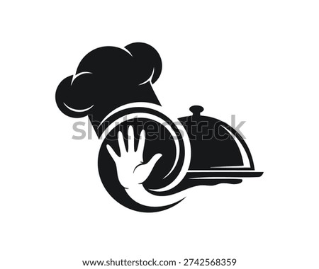 Creative Chef Logo Design - Restaurant Catering and Food Service Vector Icon with Hat and Cloche