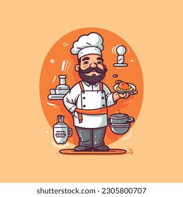 Creative chef mascot character for cooking website