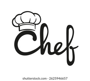 creative chef text and hat logo vector design symbol