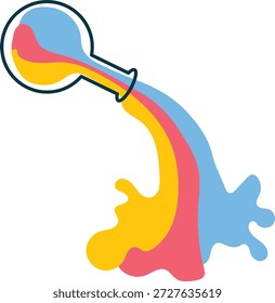 Creative Chemistry Flask Pouring Vibrant Multicolored Paint Vector Illustration