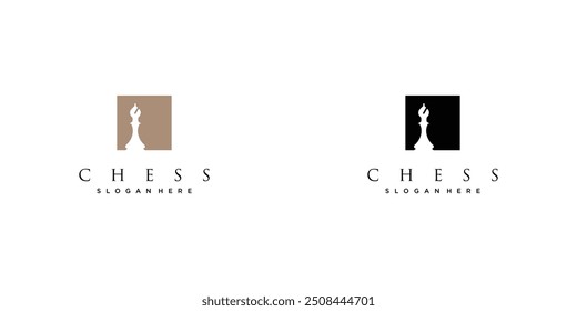 Creative chess logo design with unique concept  premium vector