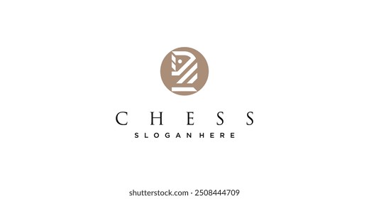 Creative chess logo design with unique concept  premium vector