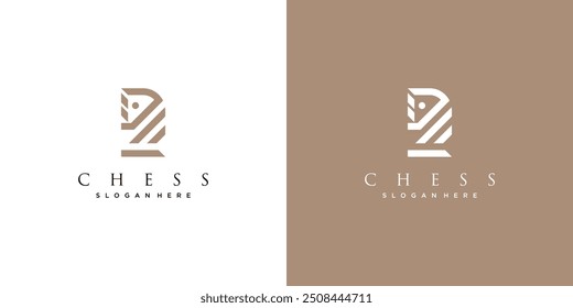 Creative chess logo design with unique concept  premium vector