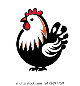 Creative chicken logo with flat style, chicken modern logo icon design vector graphic design template concept red rooster logo company