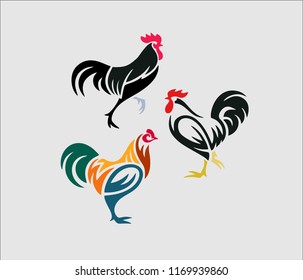 creative chicken logos vector