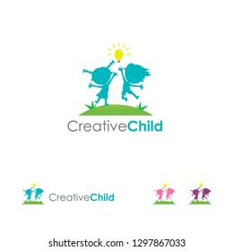 Creative Child Logo template, Kids Bring Idea logo