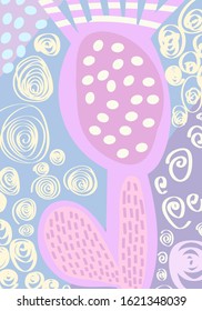 Creative children art flower background. Creative hand drawn textures.Contemporary art. Trendy graphic design for banner, poster, postcard, cover, invitation, poster, brochure or title.