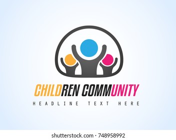 Creative Children Community Logo design for brand identity, company profile or corporate logos with clean elegant and modern style.