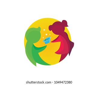 Creative Children Education Solution Logo in Isolated Background