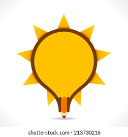 creative children pencil design like bulb shape with rays design vector