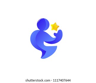Creative Children Reaching Star Education Logo in Isolated Background