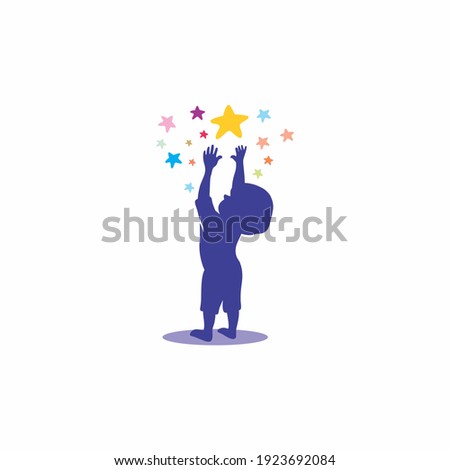 Creative Children Reaching Star Education Logo in Isolated Background