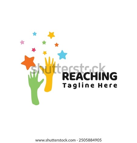 Creative Children Reaching Star Education Logo. Dream star logo.