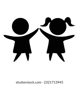 Creative children silhouette vector art illustration.