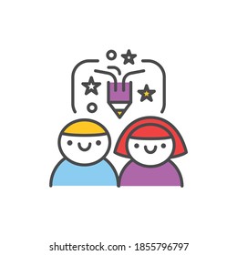 Creative children's studio color line icon. Pictogram for web page, mobile app, promo. UI/UX/GUI design element. Editable stroke.