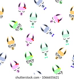Creative children's texture. Fashionable lama with glasses with a butterfly,