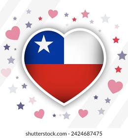 Creative Chile Flag Heart Icon