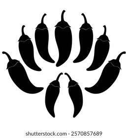 Creative chilli group silhouette designs for spice graphics