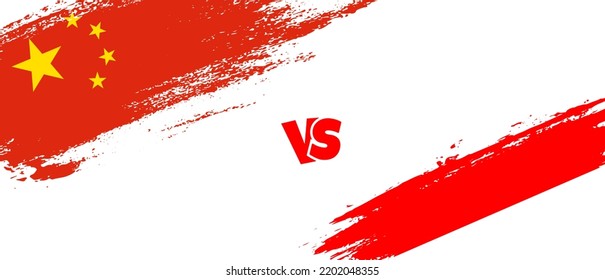 Creative China Vs Indonesia Brush Flag Illustration. Artistic Brush Style Two Country Flags Relationship Background