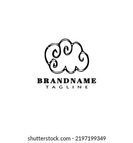 creative chinese clouds logo cartoon icon design template black modern isolated vector illustration