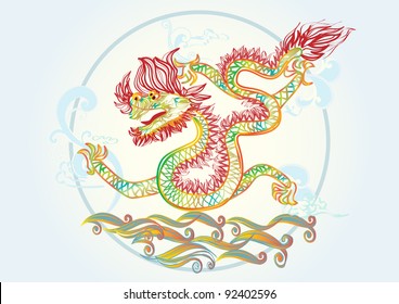 creative  Chinese new year 2012 beautiful water dragon symbol, colorful outlines