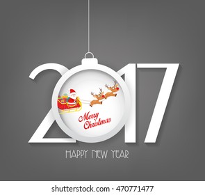 Creative chinese new year 2017 text design with christmas ball