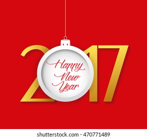 Creative chinese new year 2017 text design with christmas ball