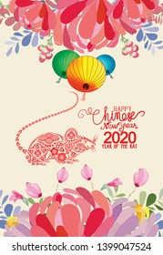 Creative chinese new year banners. Year of the rat. Chinese characters mean Happy New Year