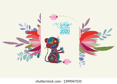 Creative chinese new year banners. Year of the rat. Chinese characters mean Happy New Year