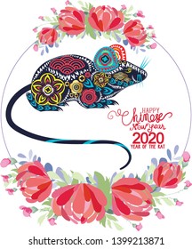 Creative chinese new year banners. Year of the rat. Chinese characters mean Happy New Year