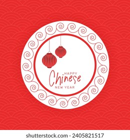Creative chinese newyear red background with lantern decoration