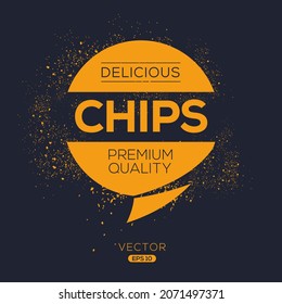 Creative (chips) logo, chips  sticker, vector illustration.