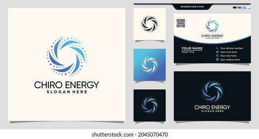 Creative chiro energy logo with unique concept and business card design Premium Vector