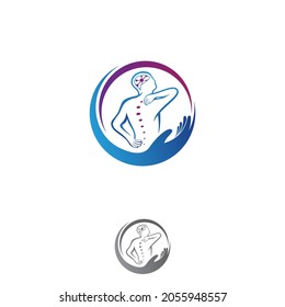 Plantilla de diseño de logotipo de concepto quiropráctico creativo en el fondo blanco. Ilustración del vector EPS.8 EPS.10