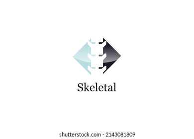 Plantilla de diseño del logotipo de diseño del concepto de la columna vertebral de quiropráctica creativa. Signo del logotipo vectorial de la osteoporosis y de la ortopedia.