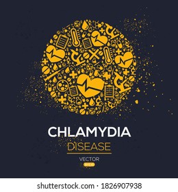 Creative (Chlamydia) disease Banner Word with Icons ,Vector illustration.	