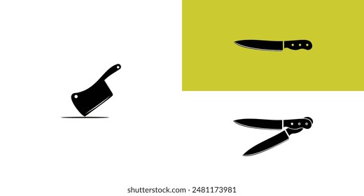 Creative chop or knife logo design with unique concept , premium vector