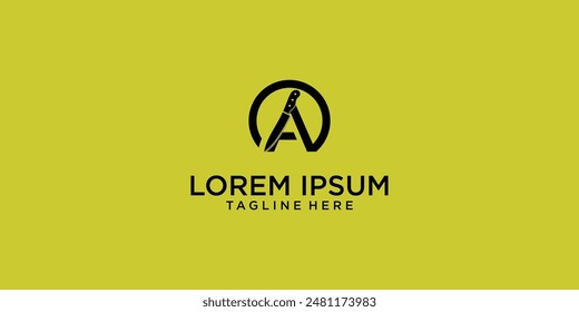 Creative chop or knife logo design with unique concept , premium vector