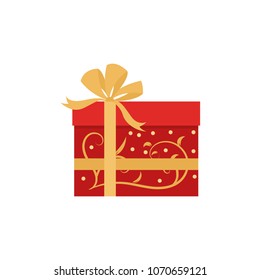 Creative Christmas box, red gift box, isolated on white background, vector illustration