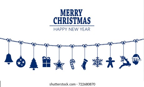 Creative Christmas Card with Seasonal Decoration Elements. Vector Illustration
