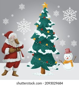 Creative Christmas day vector Santa  and Christmas tree  