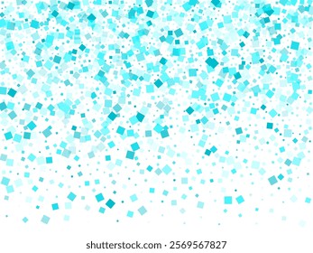 Creative Christmas geometric cyan stardust flying vector backdrop Popping cubes. Airy turquoise fragments scattered vector design.
