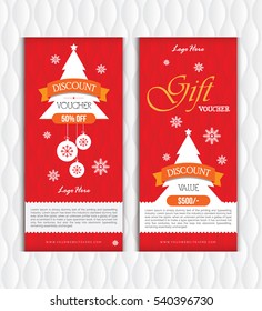 Creative Christmas Gift Voucher Template Design Set in Vertical - Christmas Gift Card Template Design in Red