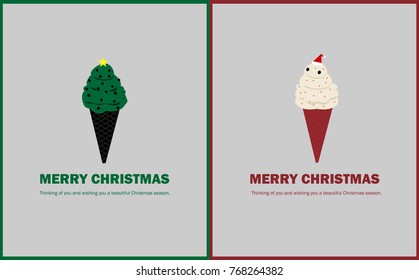 Creative Christmas ice cream design illustration, make cards, posters, very interesting.